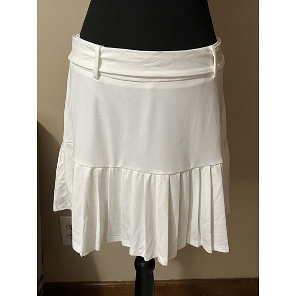 Kancy Kole Pleated Skort with Belt White Size Large - Picture 2 of 8